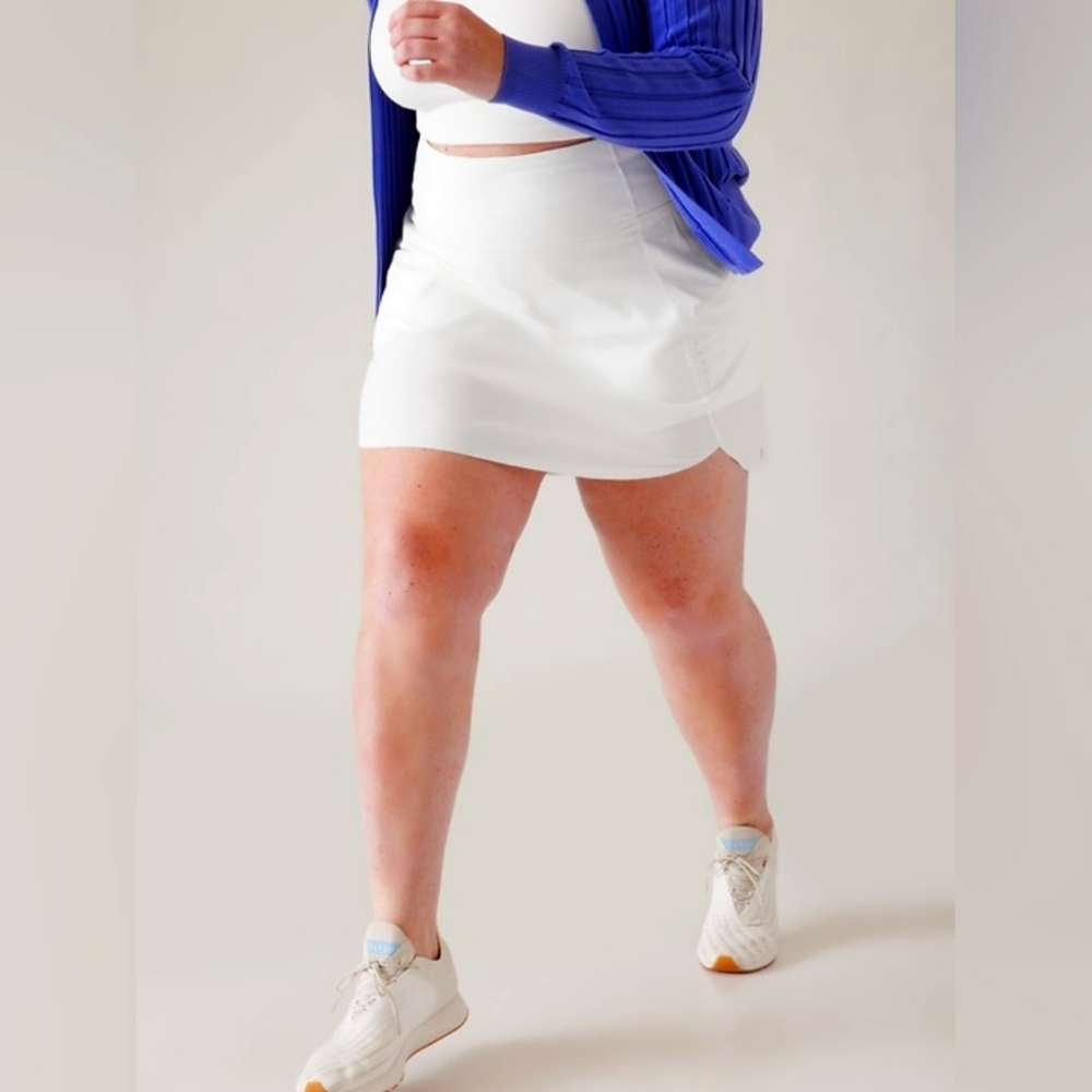 Athleta‎ Run With It Skort 16" Skirt White Plus Size 1X Tennis Golf Preppy